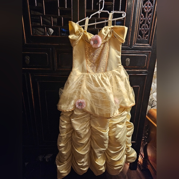 DISNEY BELLE Gold Satin & Tulle Princess Costume Dress. Size 7/8. - Picture 3 of 10